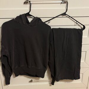 Aerie Cozy New Heights Fleece Trousers XS Short and Cropped Hoodie Gray XS